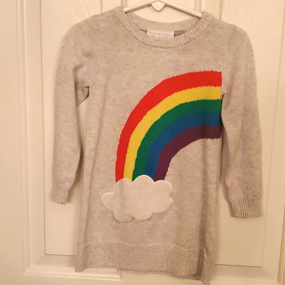 2T Children's Place Rainbow Brite Gray Sweater Dress w/ Cloud Detail